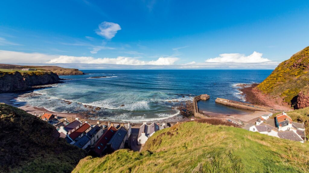 Pennan Bay coastline and ocean